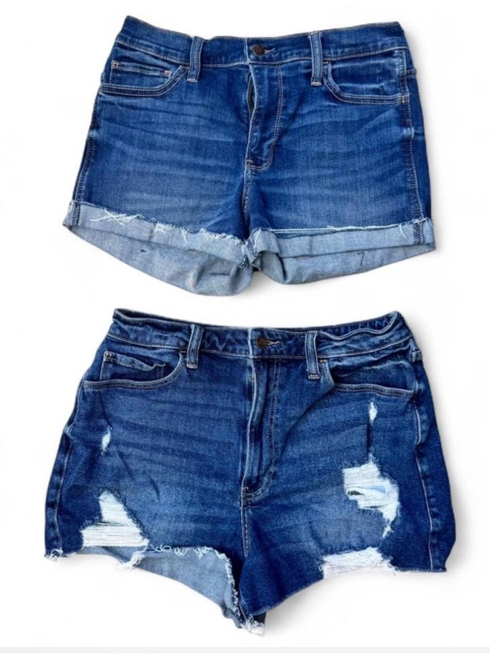 Hollister Women's Blue Denim Roll-Cuff & Distressed Shorts (2-Pack)